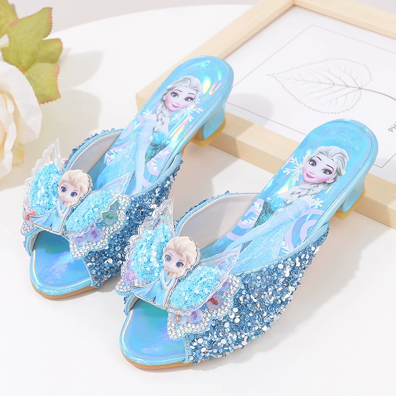 Принцесса Айша обувь Летние тапочки для девочек Новая детская обувь принцессы со стразами