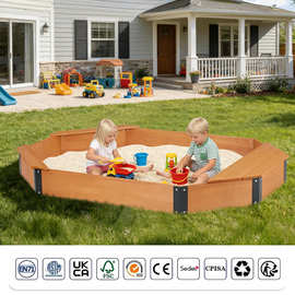 定制跨境实木儿童户外八角形沙盒沙滩庭院可储物宝宝玩沙子沙坑