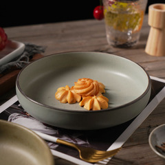 日式陶瓷大號羅漢碗直邊深盤盆碗矮腳缽碗湯盤景德鎮復古加厚餐具