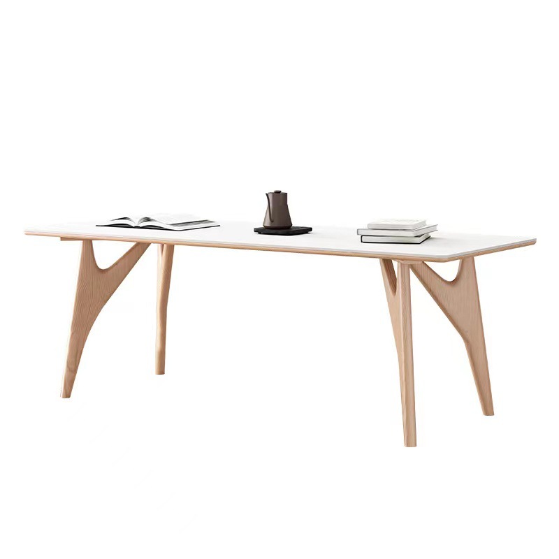 Estilo crema Placa de roca mesa de comedor y silla combinación estilo japonés pequeño apartamento de madera nórdica color diseñador mesa de comedor de madera maciza