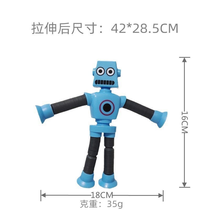 Robot luminoso explosivo transfronterizo, tubo estirable, tubo estirable, ventosa, tubo telescópico, puesto de juguetes de descompresión para niños