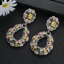 跨境alibaba速卖通爆款新款欧式重工几何方块椭圆大水滴耳环耳饰