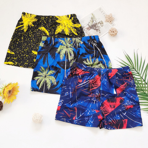 Men's flat-bottomed pants, multi-colored swimming trunks, swimwear, hot spring, beach swimming trunks