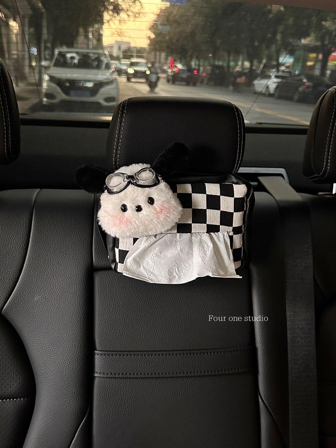 Cute car tissue box, tissue holder, little dog car hanging tissue bag, car decoration, dashboard ornament