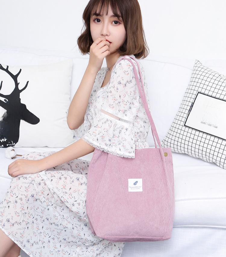Cross-border Large Capacity Tote Bag All-match Student Bag Women Shopping Bag Canvas Bag Bag Corduroy Shoulder Bag_voghion.com