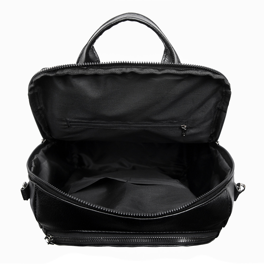 Mochila de cuero suave para mujer casual de verano de alta calidad, color de contraste simple, mochila de doble uso para viajes al aire libre al por mayor