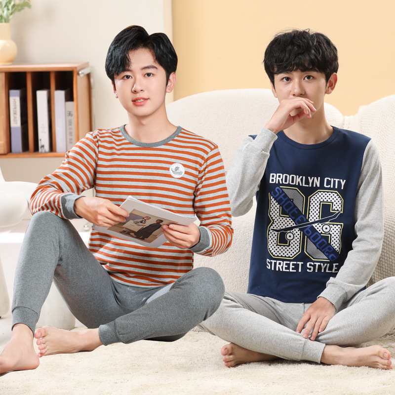 Children's Autumn Clothes and Pants Cotton Sweater Thin Children's High School Students Boys' Bottoming Underwear for Teenagers suit Winter