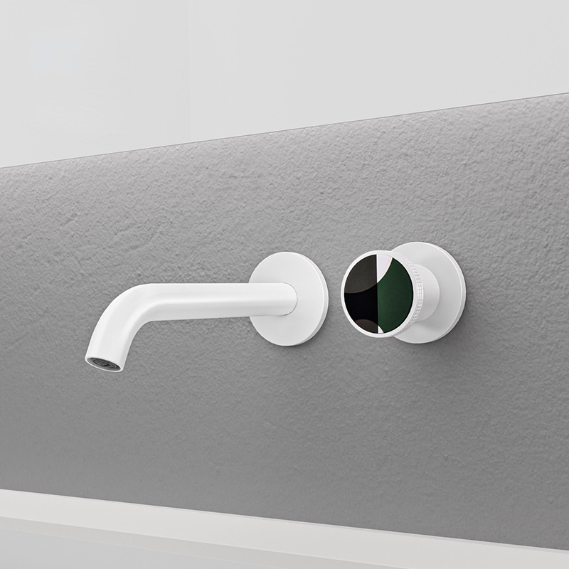 German Contemporary Wall Type All Copper Wash Basin Faucet Split Hot Melt Embedded Hot and Cold Household Basin Faucet