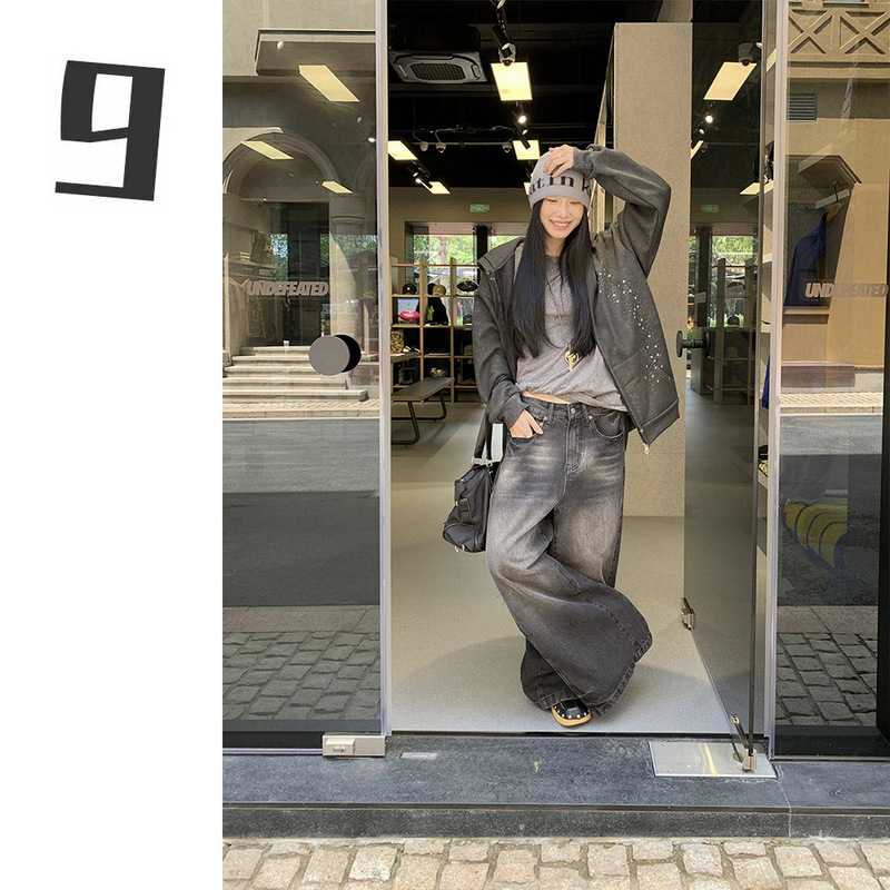 [9Hour] American-Style Personalized Rhinestone Star Sweatshirt for Women 2025 Autumn Fleece-Lined Long-Sleeve Hooded Top M3778