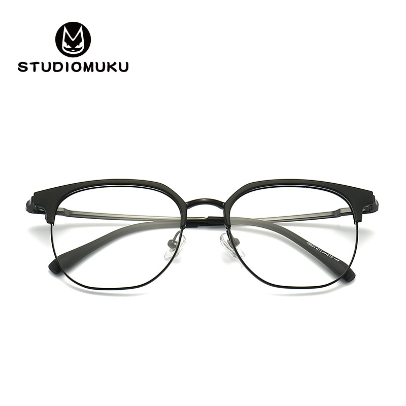 STUDIOMUKU mu fresco gafas estilo japonés cara grande retro medio marco gafas marco puede ser equipado con miopía gafas marco