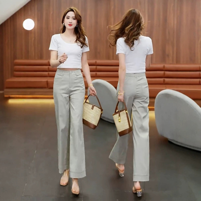 High-waisted Tencel narrow-fit denim wide-leg pants for women, casual 2026 new summer thin loose slimming straight pants High-waisted Tencel narrow-fit denim wide-leg pants for women, casual 2026 new summer thin loose slimming straight pants