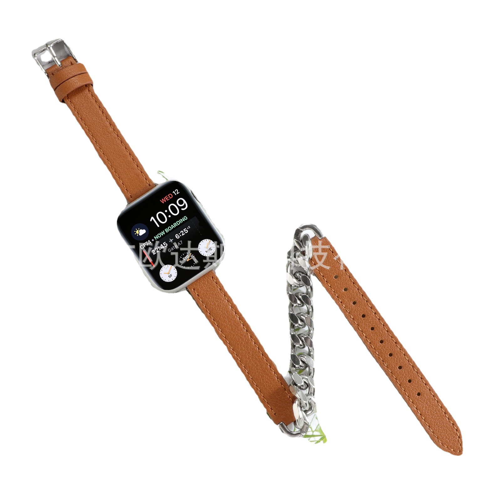 Adecuado para Apple sola fila Denim Cadena de cuero doble anillo reloj Correa watch8/SE/7/6/5/4/32