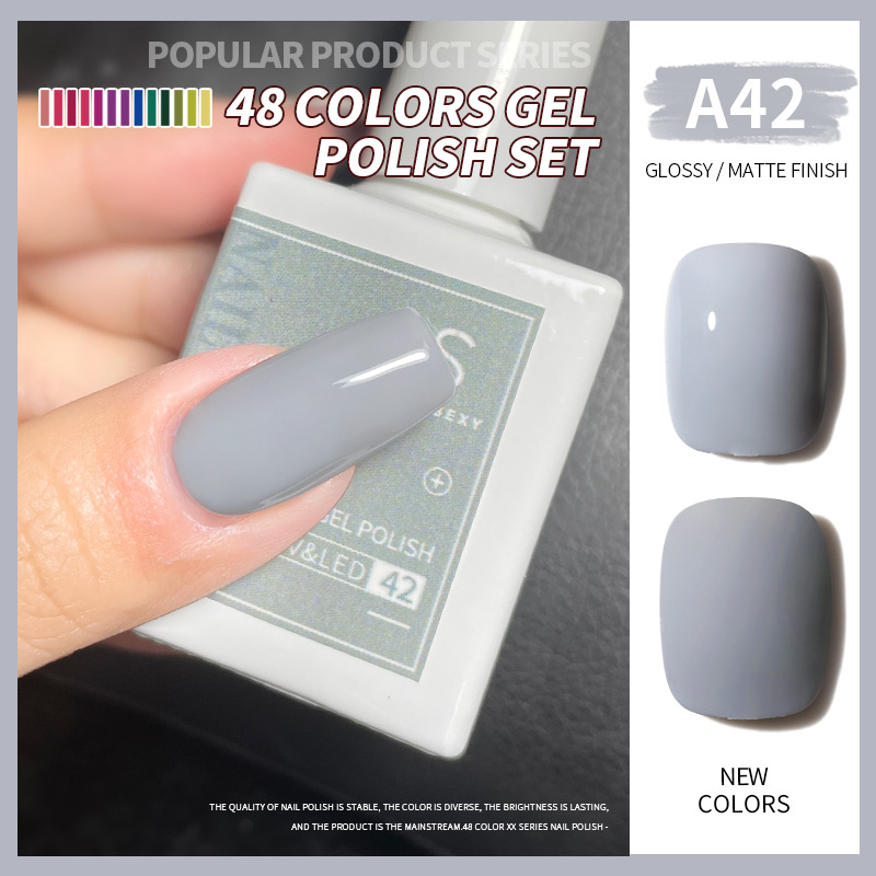 Una botella de pegamento de esmalte de uñas de un color 2022 nuevo verano popular 48-color Pequeño conjunto para el salón de uñas traje completo