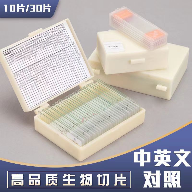 显微镜生物切片儿童学生教学玻璃载玻片实验标本套装动物植物细胞