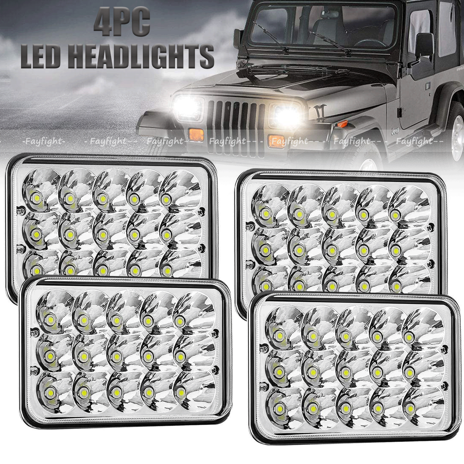 faro de automóvil 4x6 lámpara cuadrada Wrangler transformación de 5 pulgadas lámpara de trabajo de reparación fuera de carretera fabricación directa de 45W