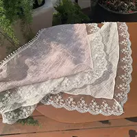 Пасторальный винтажный шелковый шарф Французский кружевной треугольный шарф цветок бежевый винтажный декоративный шарф лента