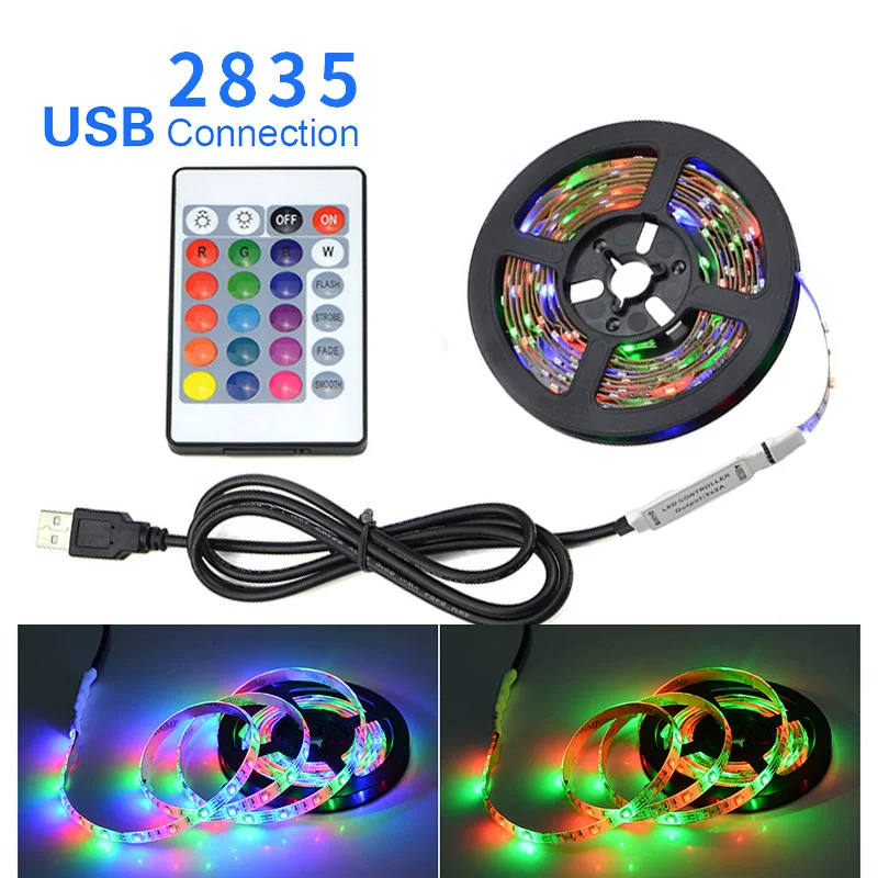 Спот 2835 LED USB ТВ фонарь с 5V24 клавиш инфракрасный RGB лампа набор светодиодной ленты для фона ТВ