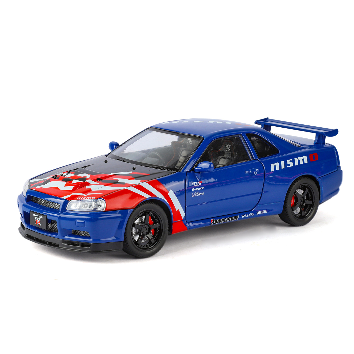 1: 24 GTR modificación modelo de automóvil deportivo de aleación Echo sonido y luz automóvil deportivo cultural área de exposición juguetes para niños