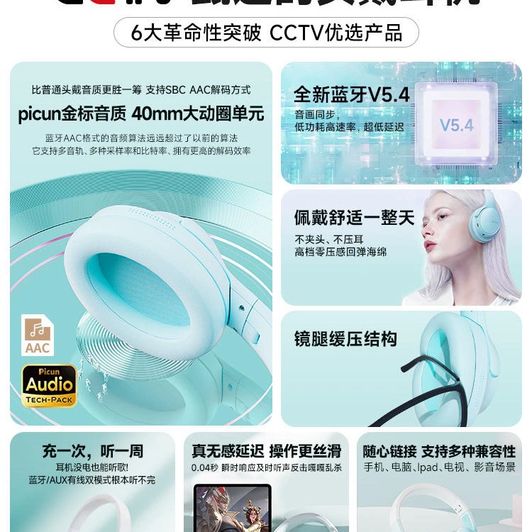 Королева 2025 Bluetooth беспроводная игровая гарнитура с микрофоном для девушек, шумоподавление