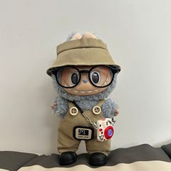 labubu娃衣工装风适用于17cm拉布布一二三代盲盒服装配件换装穿搭