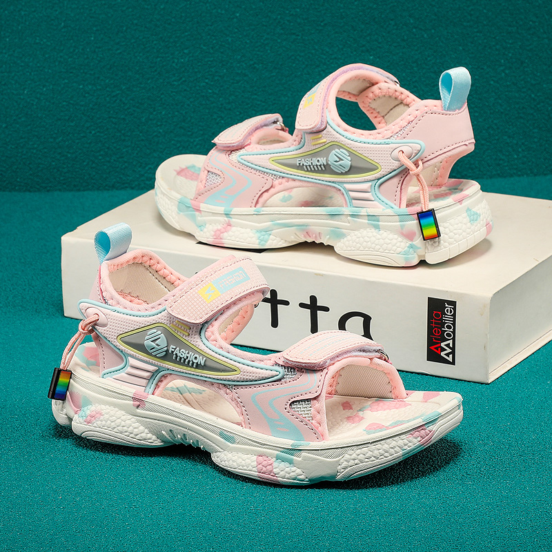 Sandálias de niñas verano 2025 nuevas niñas princesa zapatos de playa zapatos deportivos para niños grandes