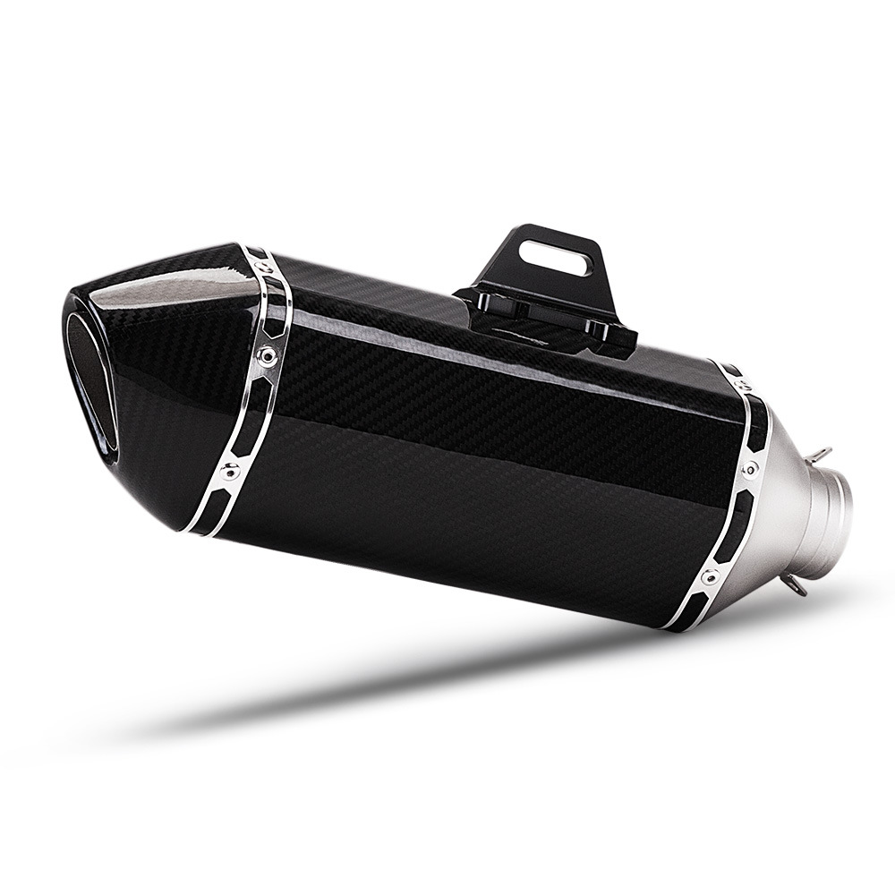 Universal exhaust pipe with a large hexagonal tail section, suitable for Z650, CBR400, MT09, 703RR, and 500F motorcycles