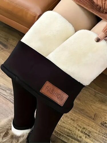 Women's Autumn/Winter High-Waist Tight Leggings with Fleece Lining, Thickened Light Sheep's Wool Leggings, Warm and Comfortable for Yoga