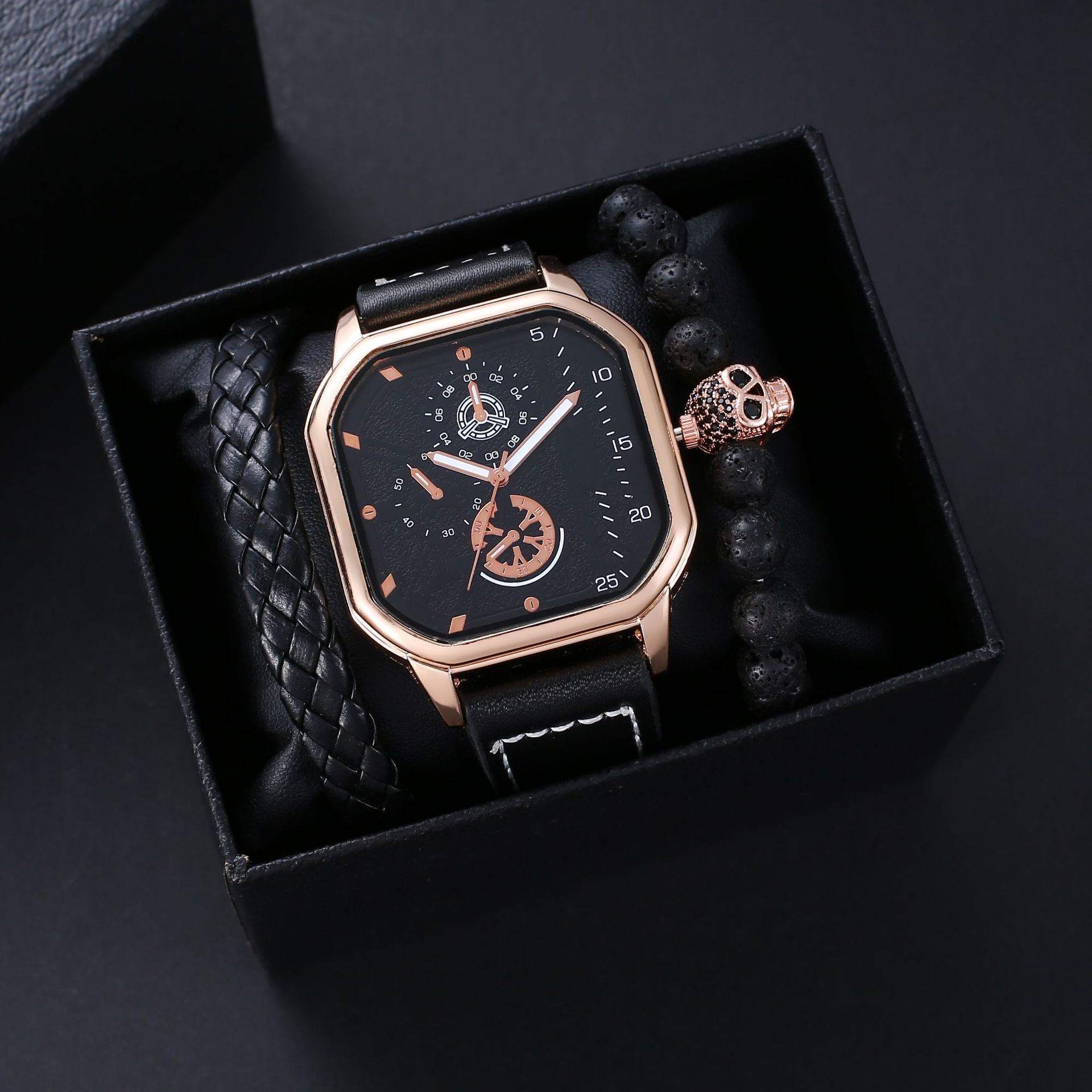 δημοφιλής μόδας Πλατεία Ανδρική ζώνη χαλαζία ρολόι cool μόδας βραχιόλι κοστούμι ανδρικό ρολόι_voghion.com