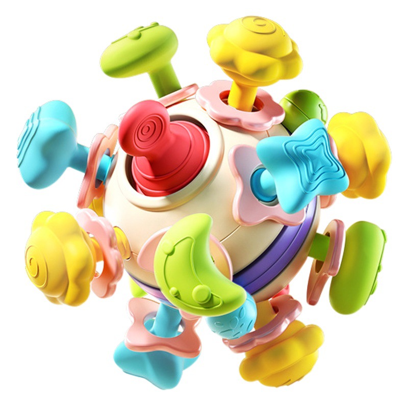Bebé Manhattan atómica bola espacio mordedor mano bola bebé molar pegamento suave hervida agarre juguete de entrenamiento