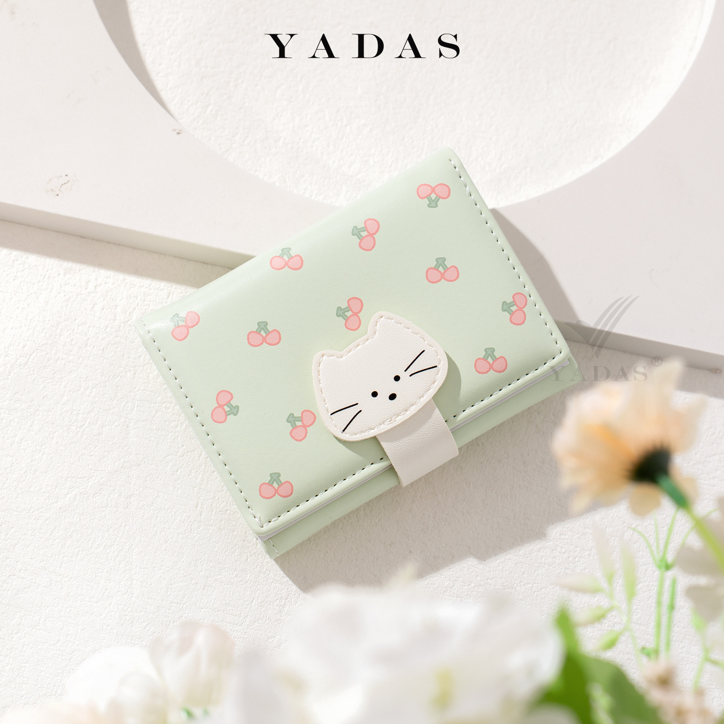 YADAS Xiaoxiang, bolsa de tarjetas de damas, cuero PU de alto nivel, corto, tres descuentos con bolso de cambio, cartera