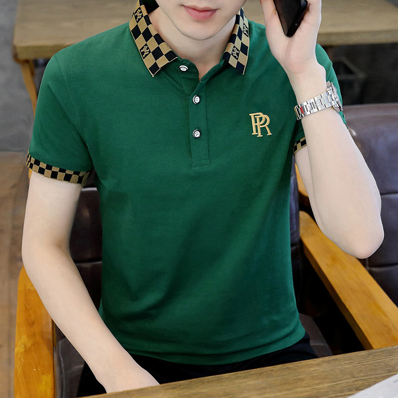 Solapa de verano Nueva camisa de Polo Camiseta de manga corta los hombres delgada slim fit camiseta de moda camisa de los hombres jóvenes y de mediana edad ins