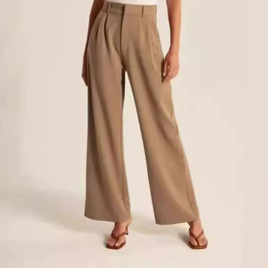 Чувство пригородной поездки тонкое за настоящим карманом с высокой талией широкие брюки с поясом широкие ноги повседневные брюки женские