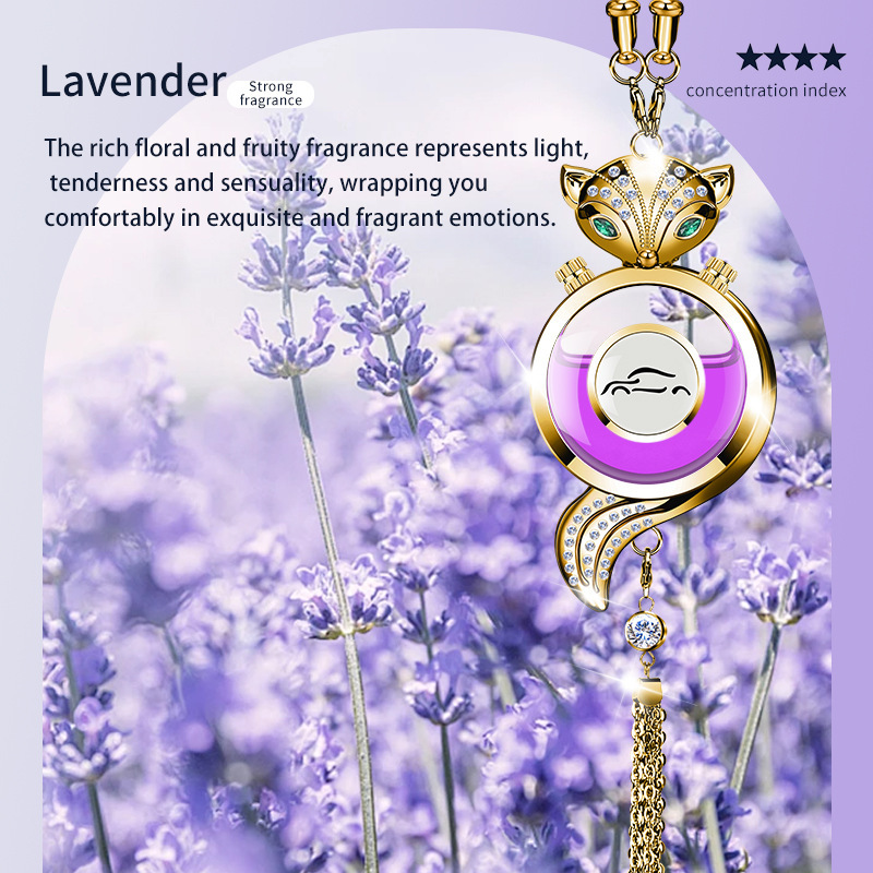 Car Air, Qìchē Car hanging - fox-golden-alloy-pendant-with-lavender-fragrance-small-car-logo