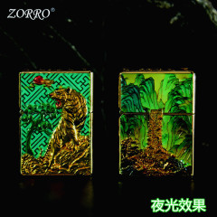 佐罗煤油打火机夜光个性潮玩祥云貔貅老虎 金属礼品批发 夜光盔甲