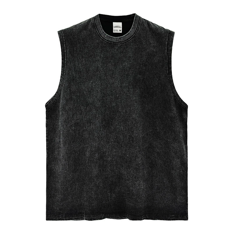 Retro vest sleevless, solid T-shirt, American style, plus size