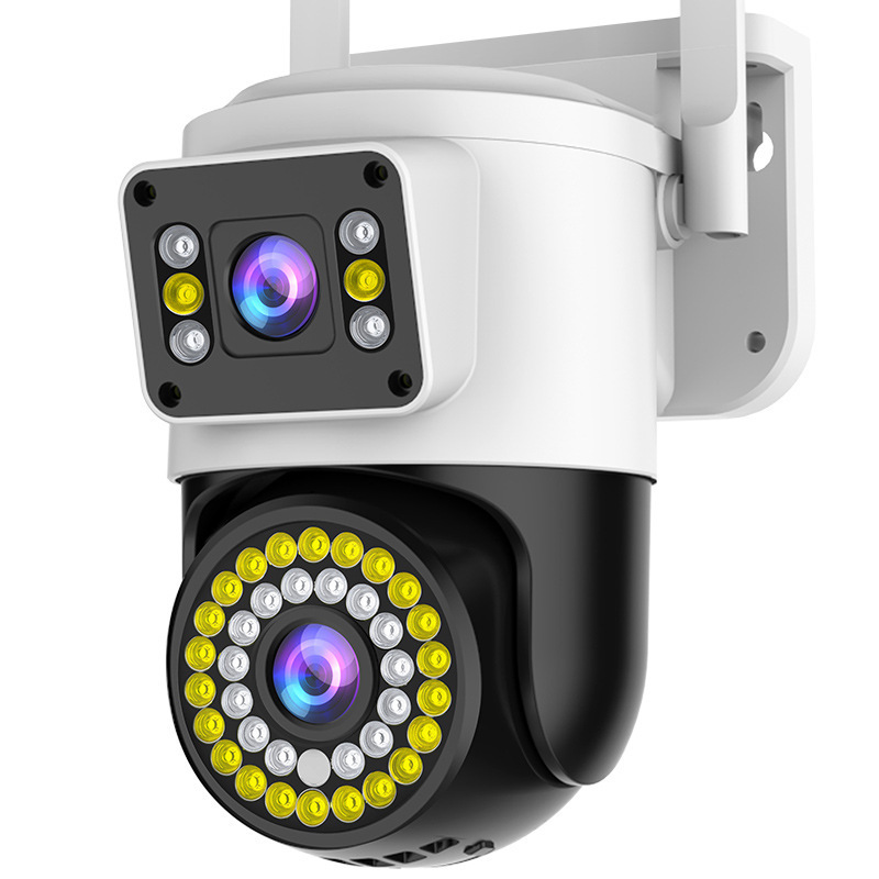 ワイヤレスwifi両眼デュアル画面監視カメラ360度回転屋外防水ボール機hdモニター|undefined