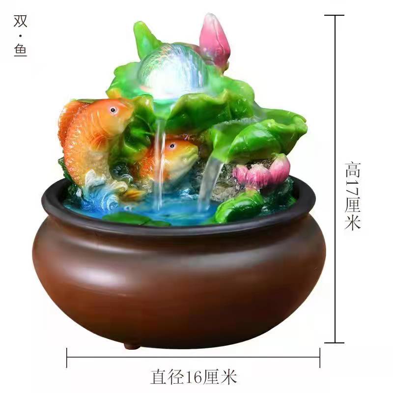 Adornos de agua corriente Agua circulante Fuente de lujo ligera moderna Escritorio de oficina Bola de feng shui pequeña decoración de sala de estar