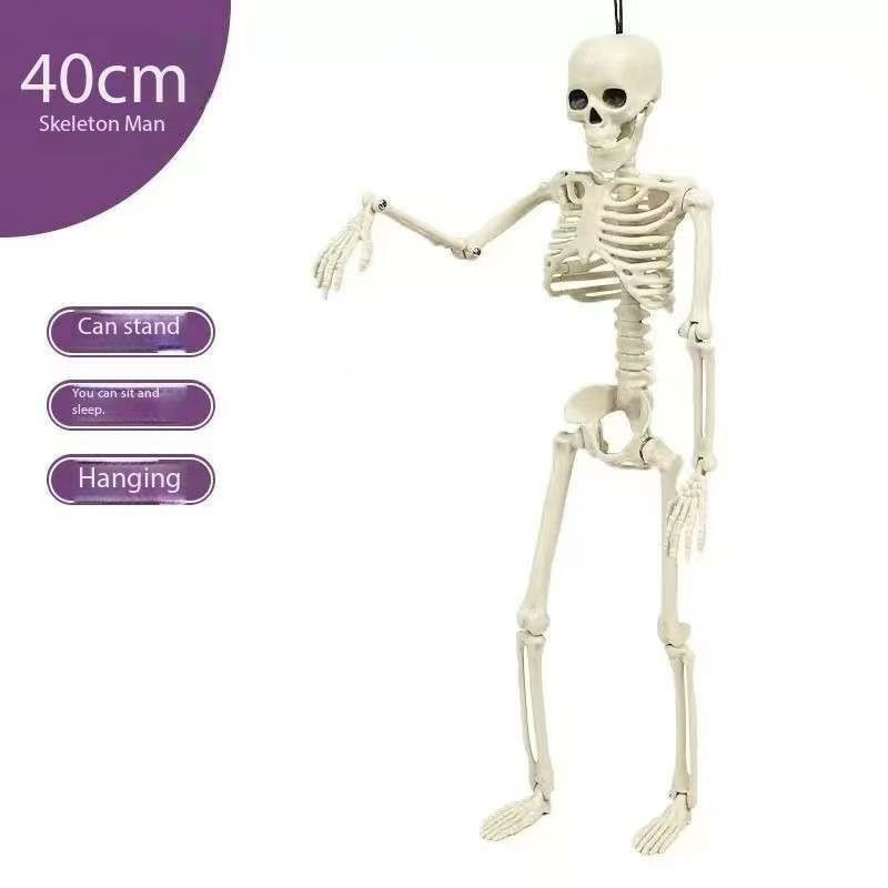 Halloween Realistic 40cm Skeleton Hanging Decoration, Human Skeleton with Movable Joints, Suitable for Haunted House Decoration and Escape Rooms