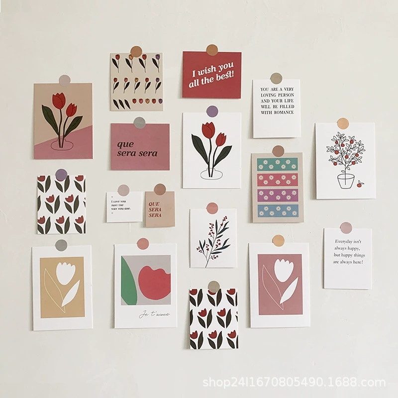 Ins Стиль Искусство карты настенные наклейки Открытка картина маслом комната украшение стены ручной счет материал набор из 17