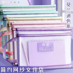 科目分類袋小学生学科書類袋a4透明網糸作業袋収納袋チャック式資料袋