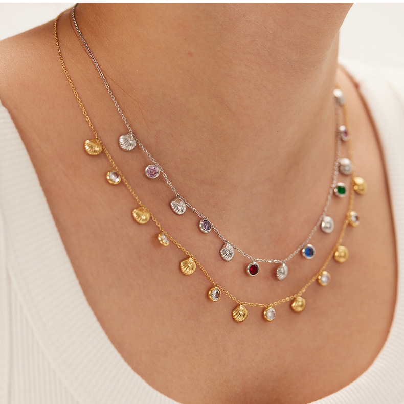 Geometric, Moon, Heart Shape, Eye, Shell Pattern Women's Gender PVD Coated 18K Gold Real Gold Plated Geometric 304 Stainless Steel IG Style Korean Style Waterproof Non Tarnish 304 Stainless Steel Necklace