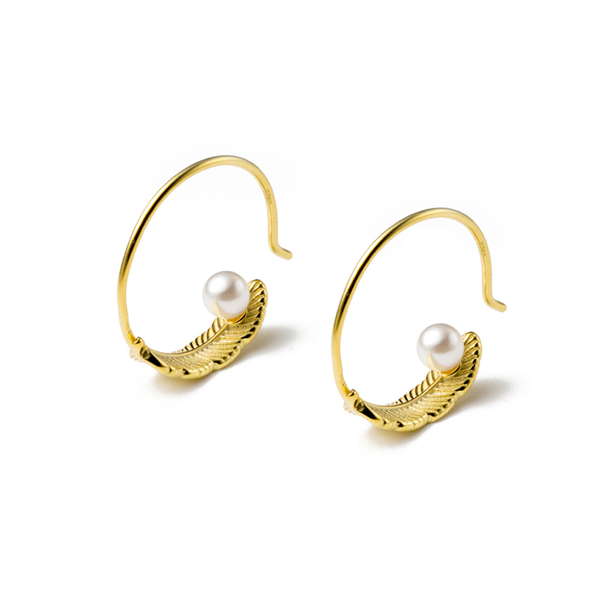 Eloch s925 plata esterlina sintética plumas de perlas ganchos de orejas arco ins viento alta sensibilidad auriculares M04398