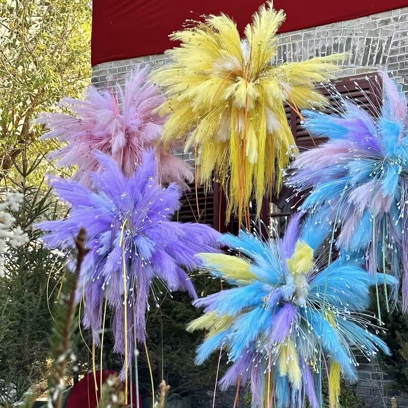 Cai Guoqiang Fireworks 12 Fork Reed Feather Simulation Flower Outdoor Daylight Fireworks Wedding Wedding Road Lead Decoration Fake Flower