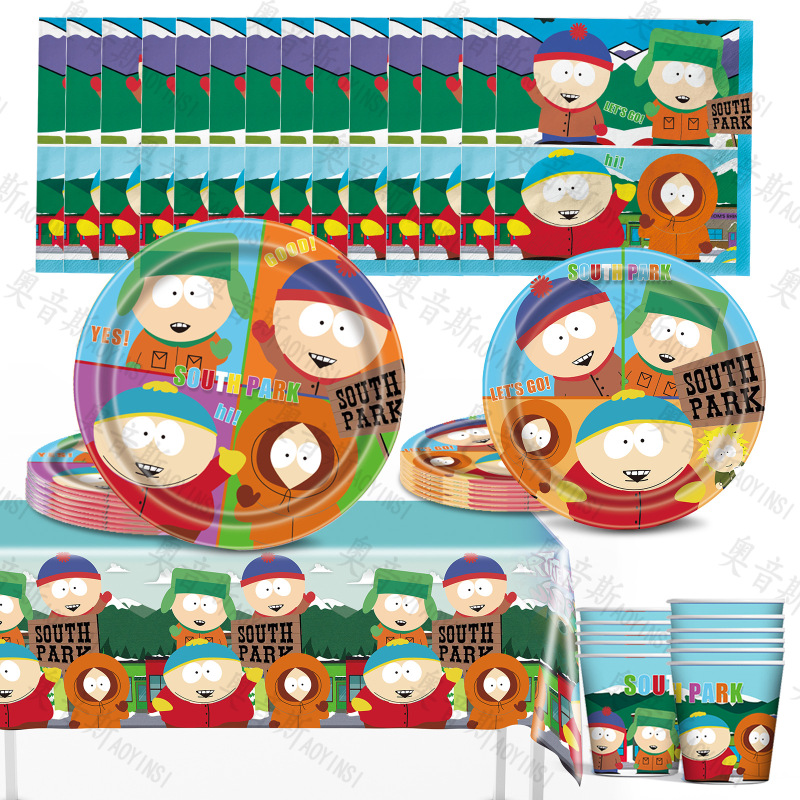 south park Party Supplies south park Tableware Paper Tray Paper Cup Tablecloth Disposable Balloon Decoration Set south park Party Supplies south park Tableware Paper Tray Paper Cup Tablecloth Disposable Balloon Decoration Set