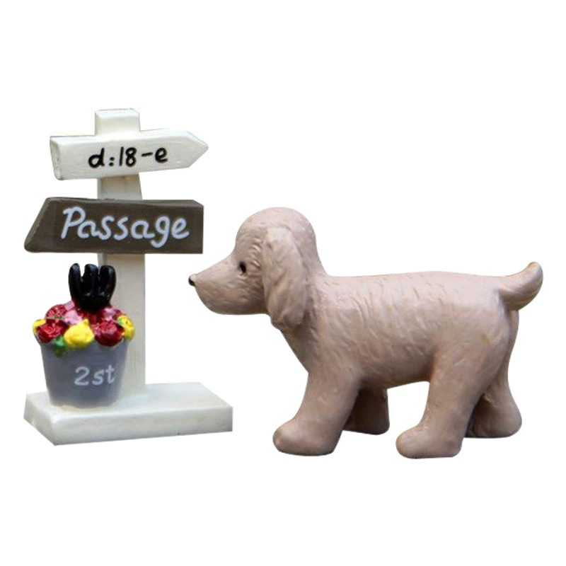 Мультфильм Смола щенок цветочный горшок индикация дорожный знак микро пейзаж сочные Цветочная композиция реквизит стрельба кукла украшение рабочего стола