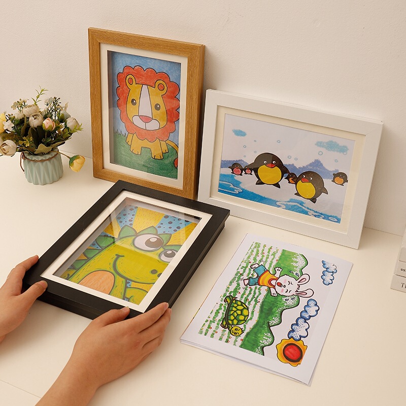 Children's Painting Storage Frame Kindergarten Artwork Display Frame A4A3 Certificate Mounting Frame Magnetic Flip-Top Photo Frame