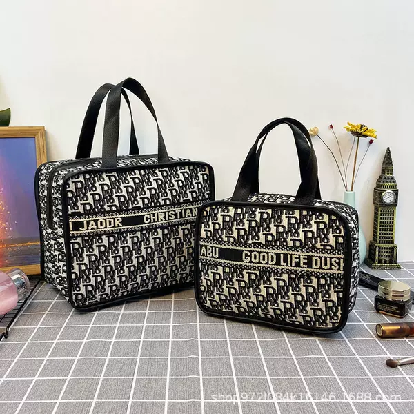 Houndstooth Cosmetic Bag, Large Capacity, Trendy and Portable Handbag for Women, Cosmetic Storage Bag