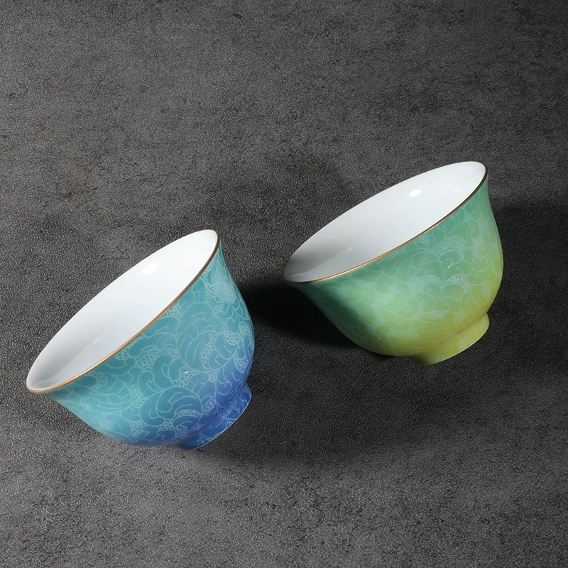 Qianci Yaji Jingdezhen Ceramic Tea Cup Hand-painted Gradient Pattern Single Cup Master Cup Small Teacup Cup Wholesale