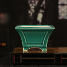 宜兴釉水紫砂花盆批发创意复古方形斗盆桌面简约装饰多肉盆景YZ55