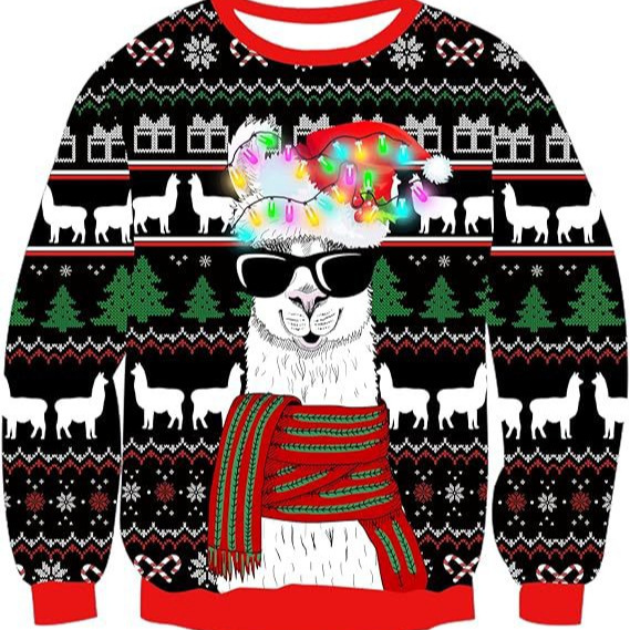 2025 European and American Cross-Border New Style Christmas 3D Digital Print Ugly Christmas Crewneck Sweatshirt Cosplay